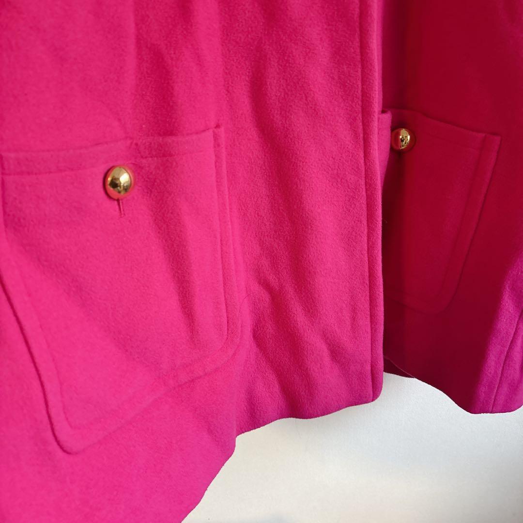 5733フランス製【美品】ステンカラーダブルボタンコート　ラナウール　カシミヤ