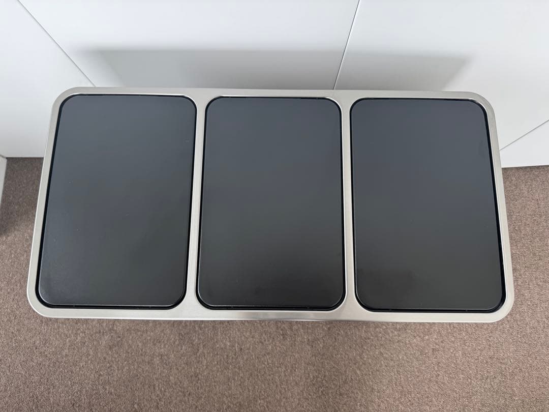 【新品】ステンレス製 3コンパートメント ゴミ箱