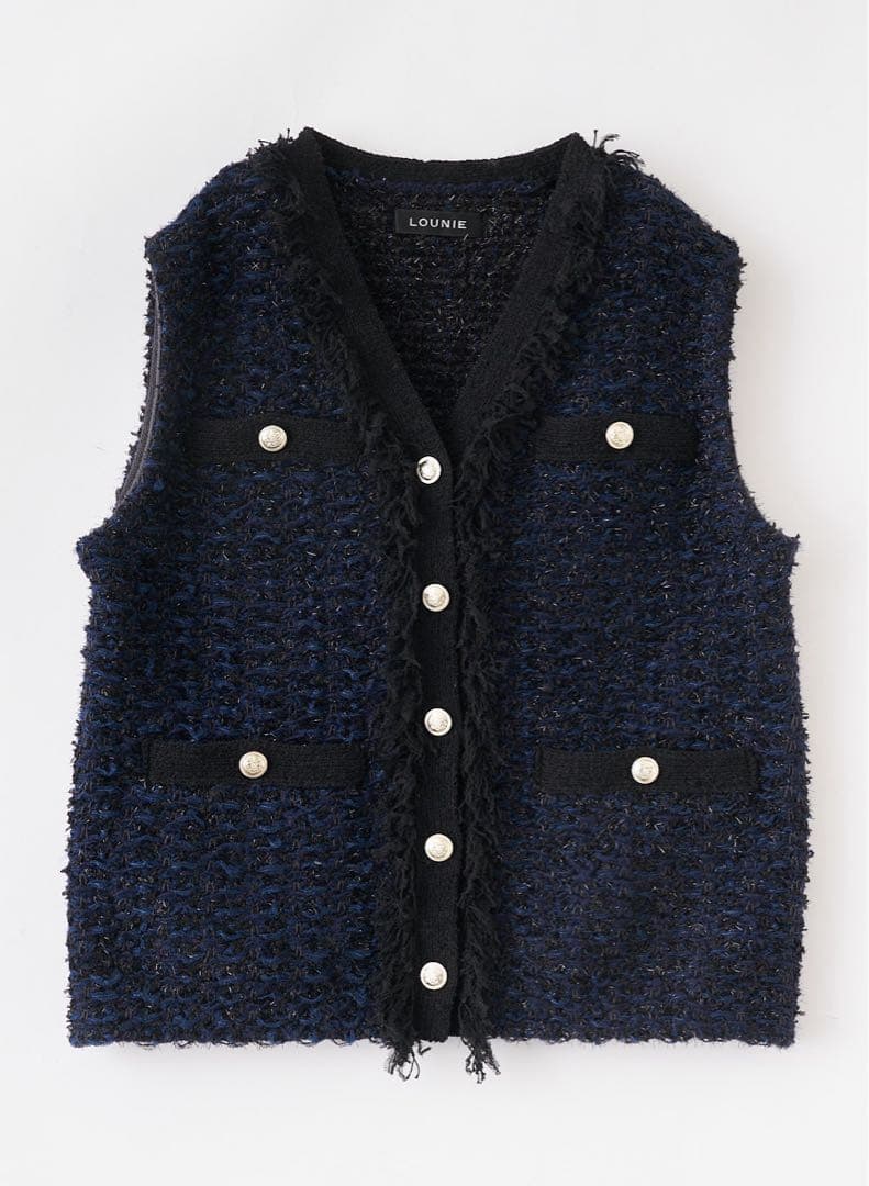 lounie ツイード調ニットジレ