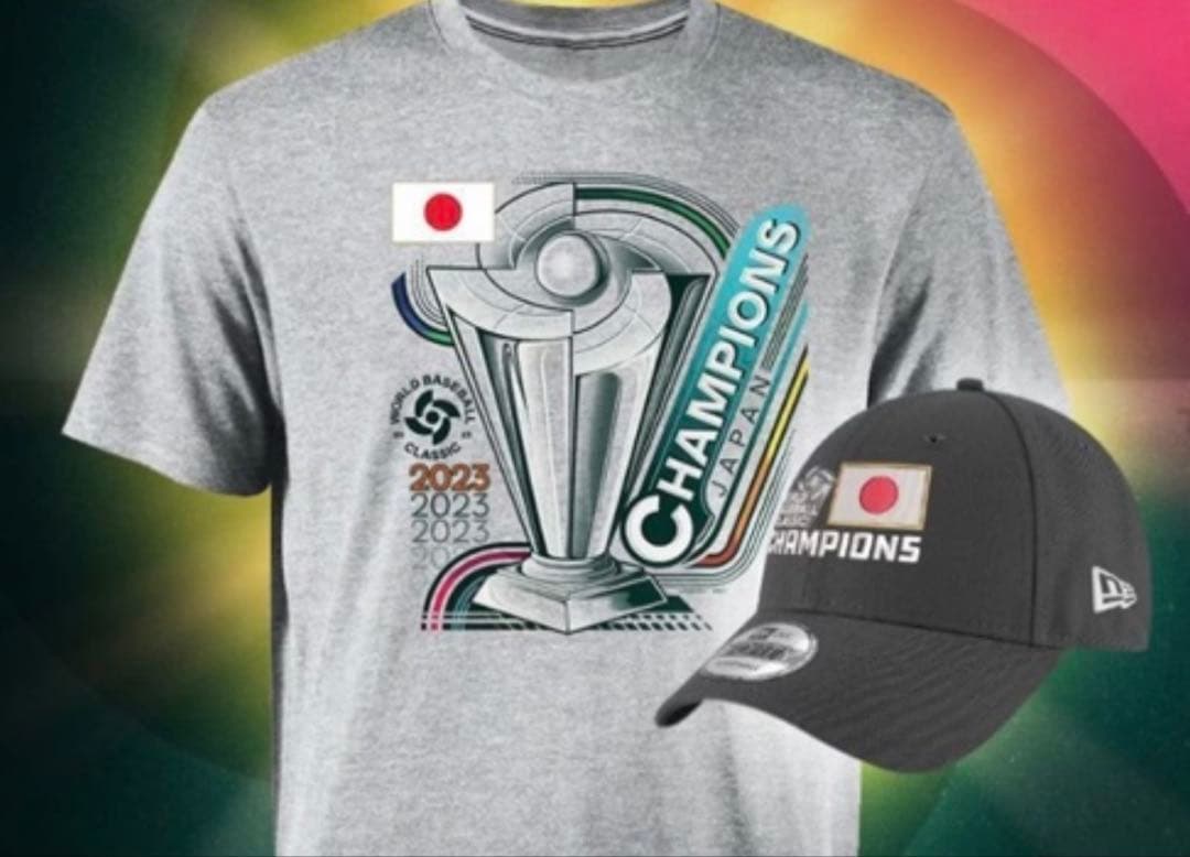 【即発送】WBC 優勝記念限定キャップ(グレー、アジャスタブル)＆Tシャツ L