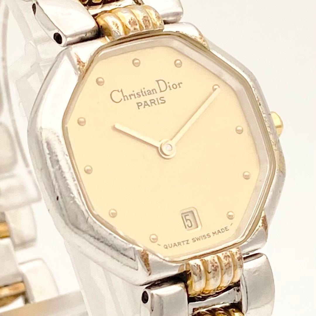 【稼働品】ディオール　オクタゴン　クォーツ 腕時計 コンビ レディース