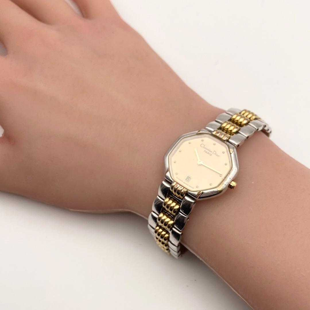 【稼働品】ディオール　オクタゴン　クォーツ 腕時計 コンビ レディース