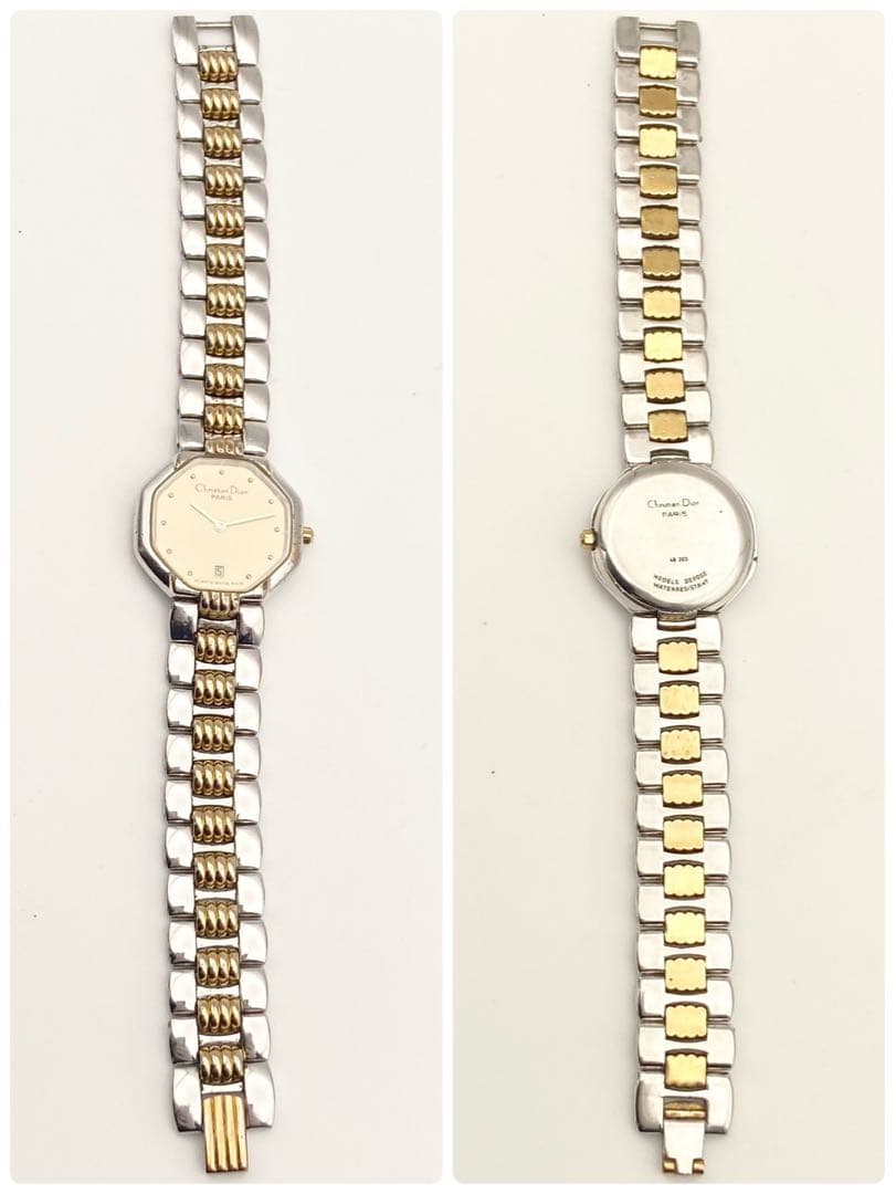 【稼働品】ディオール　オクタゴン　クォーツ 腕時計 コンビ レディース
