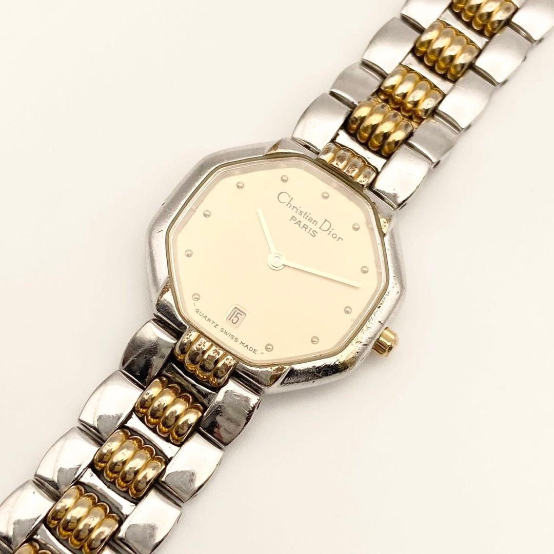 【稼働品】ディオール　オクタゴン　クォーツ 腕時計 コンビ レディース