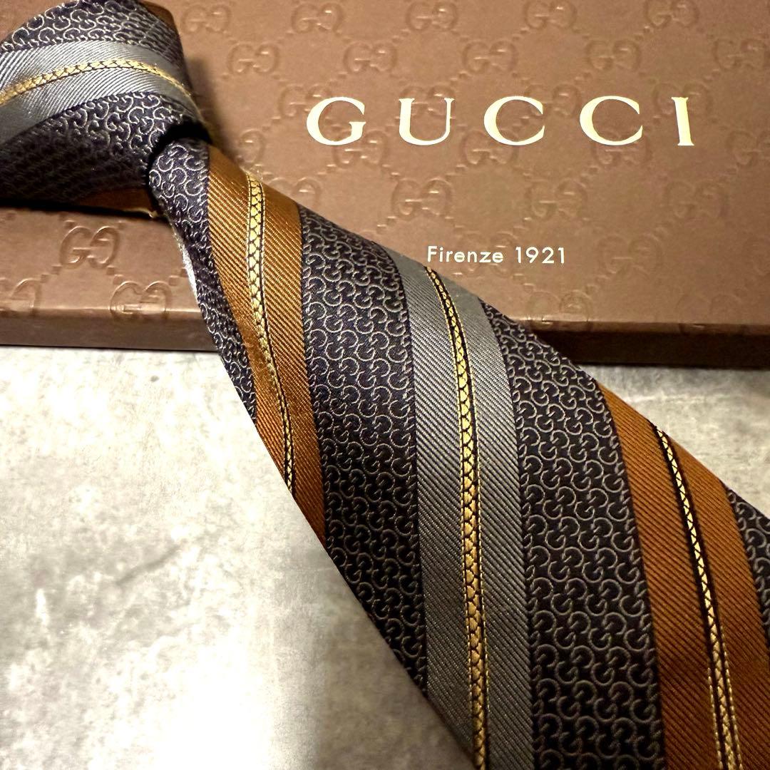 【✨美品✨】GUCCI グッチ ネクタイ マルチカラー シルク ストライプ