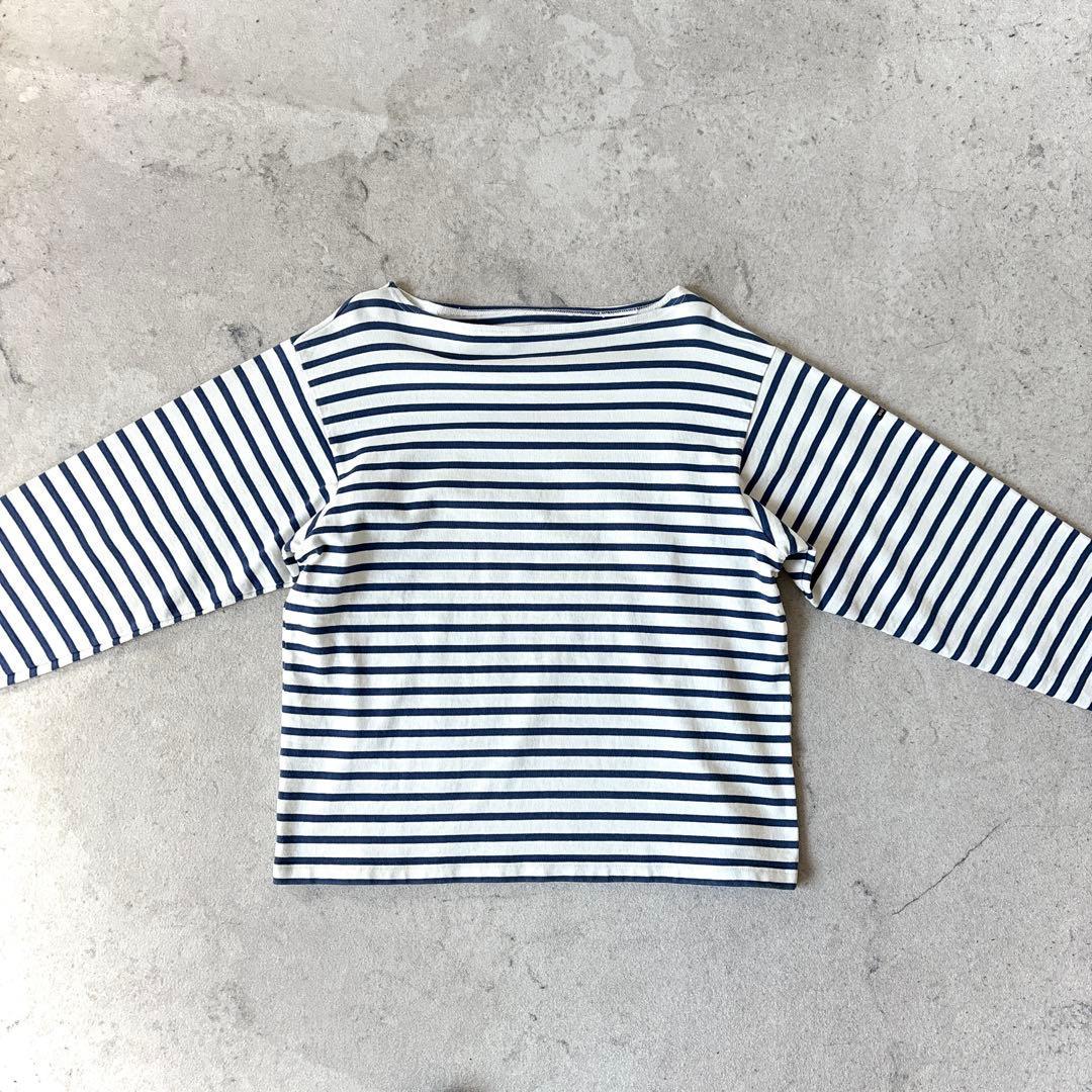 美品 OUTIL ウティ フランス製しっかり硬め生地 長袖ボーダー バスクシャツ