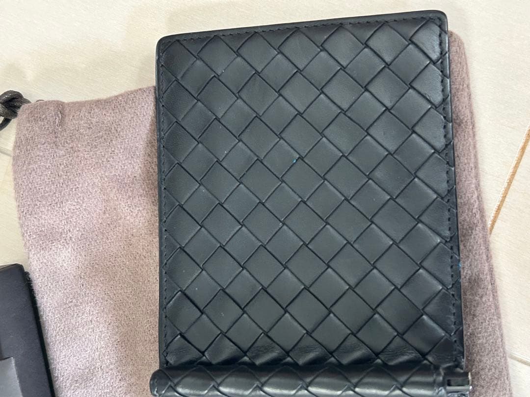 【美品】 Bottega Veneta ブラックレザー マネークリップ