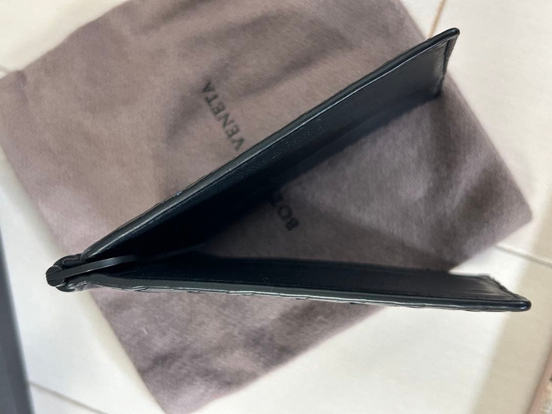 【美品】 Bottega Veneta ブラックレザー マネークリップ