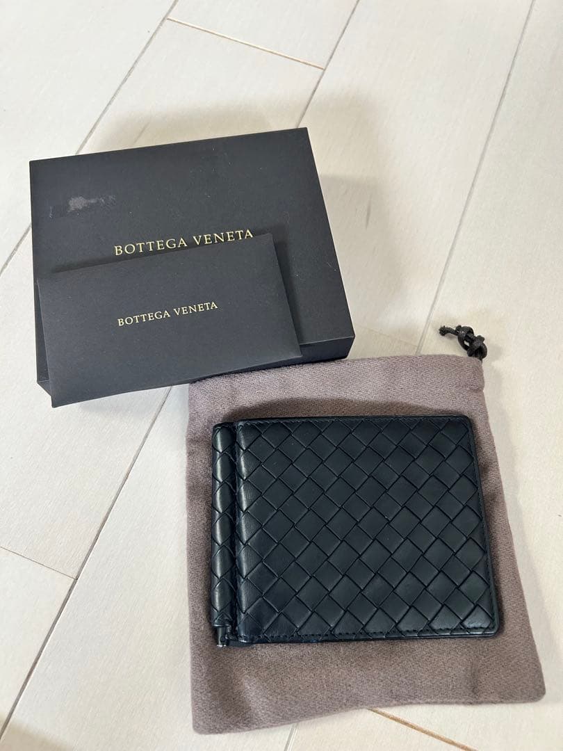 【美品】 Bottega Veneta ブラックレザー マネークリップ
