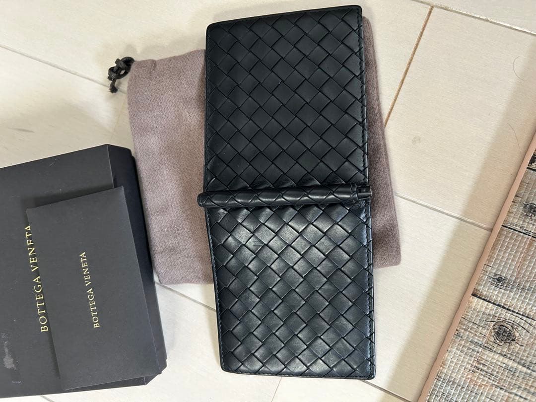 【美品】 Bottega Veneta ブラックレザー マネークリップ