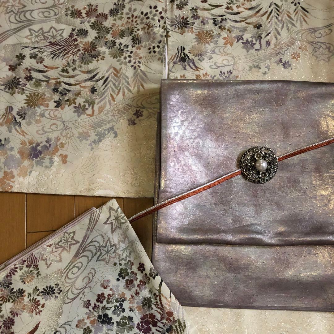 SALE❤️希少アンティーク正絹　マジョリカお召し　豪華キキラキラ日本の美しい花々