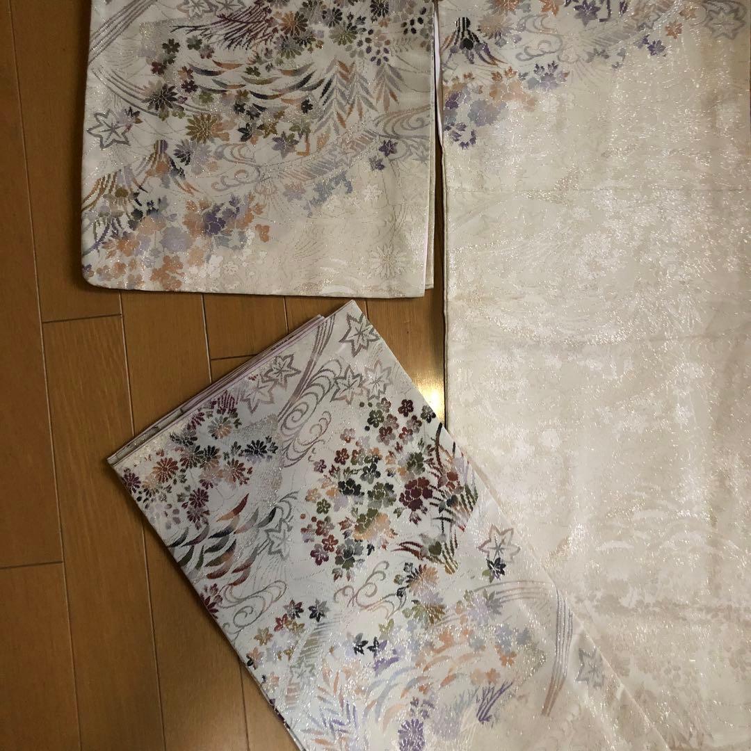 SALE❤️希少アンティーク正絹　マジョリカお召し　豪華キキラキラ日本の美しい花々