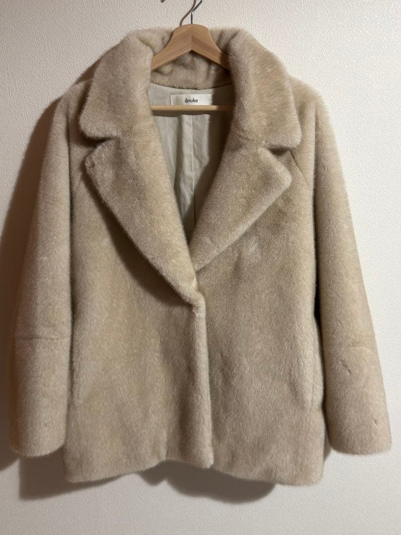 anuke Eco Minkfur Jaket アイボリー 36