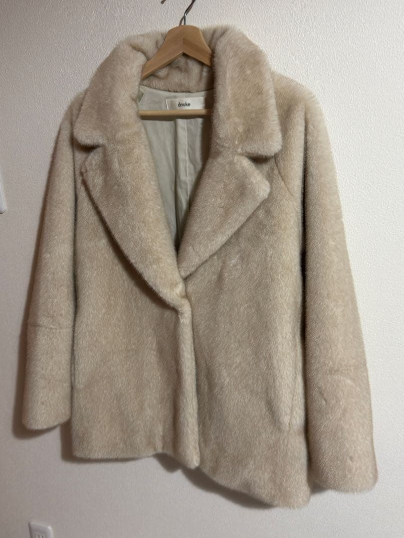 anuke Eco Minkfur Jaket アイボリー 36