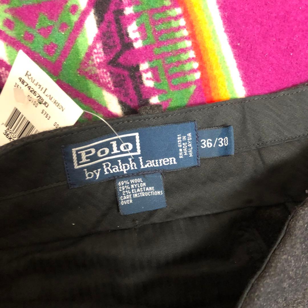 新品タグ付きポロラルフローレンウールパンツチャコールグレー36 /30