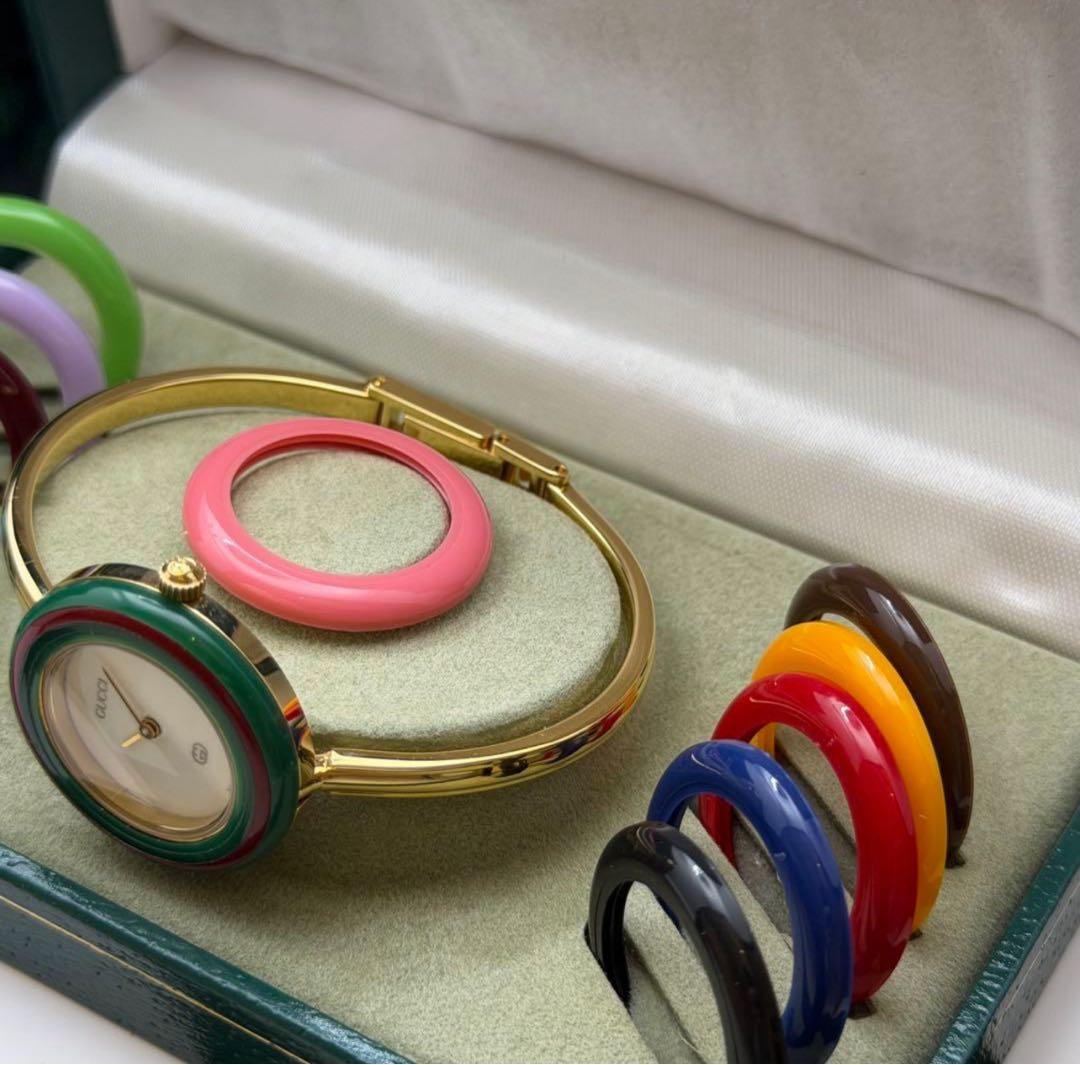 【美品】 グッチ　チェンジベゼル　クォーツ　ベゼル11個付　箱付き