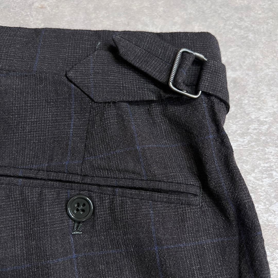 ラルフローレンパープルレーベル ベルトレススラックスパンツ グレーチェック 32