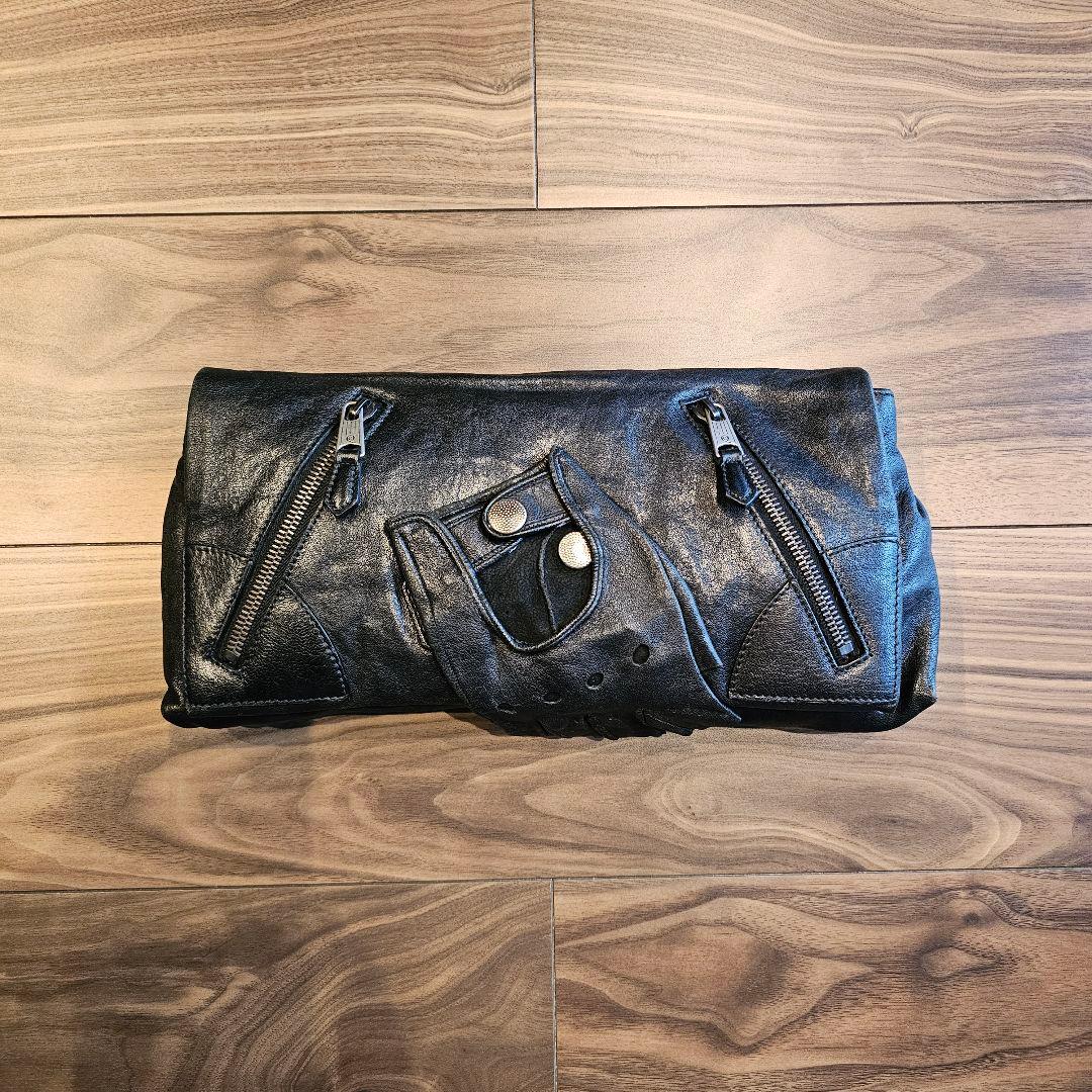 ALEXANDER McQUEEN レザーライダースクラッチバッグ