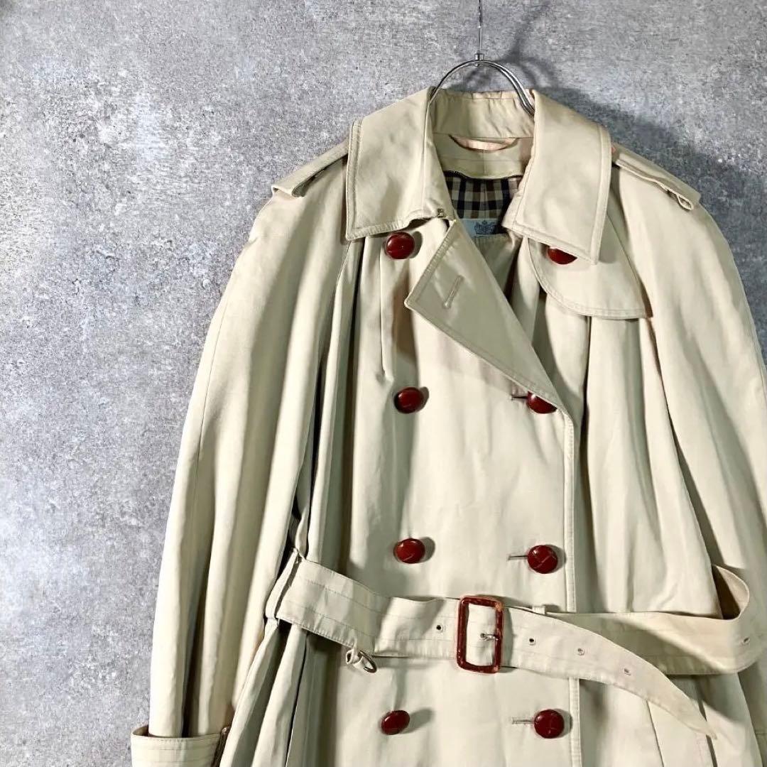 英国製Aquascutum　トレンチコート　ベージュ　ロング丈　ダブルボタン