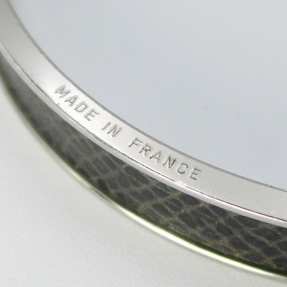 HERMES エルメス ケリーバングル シルバー×ブラックレザー