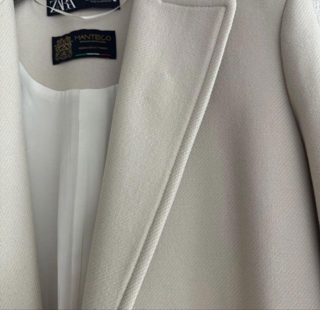 ZARA MANTECO ベルト付きロングコート アイボリー XS 美品