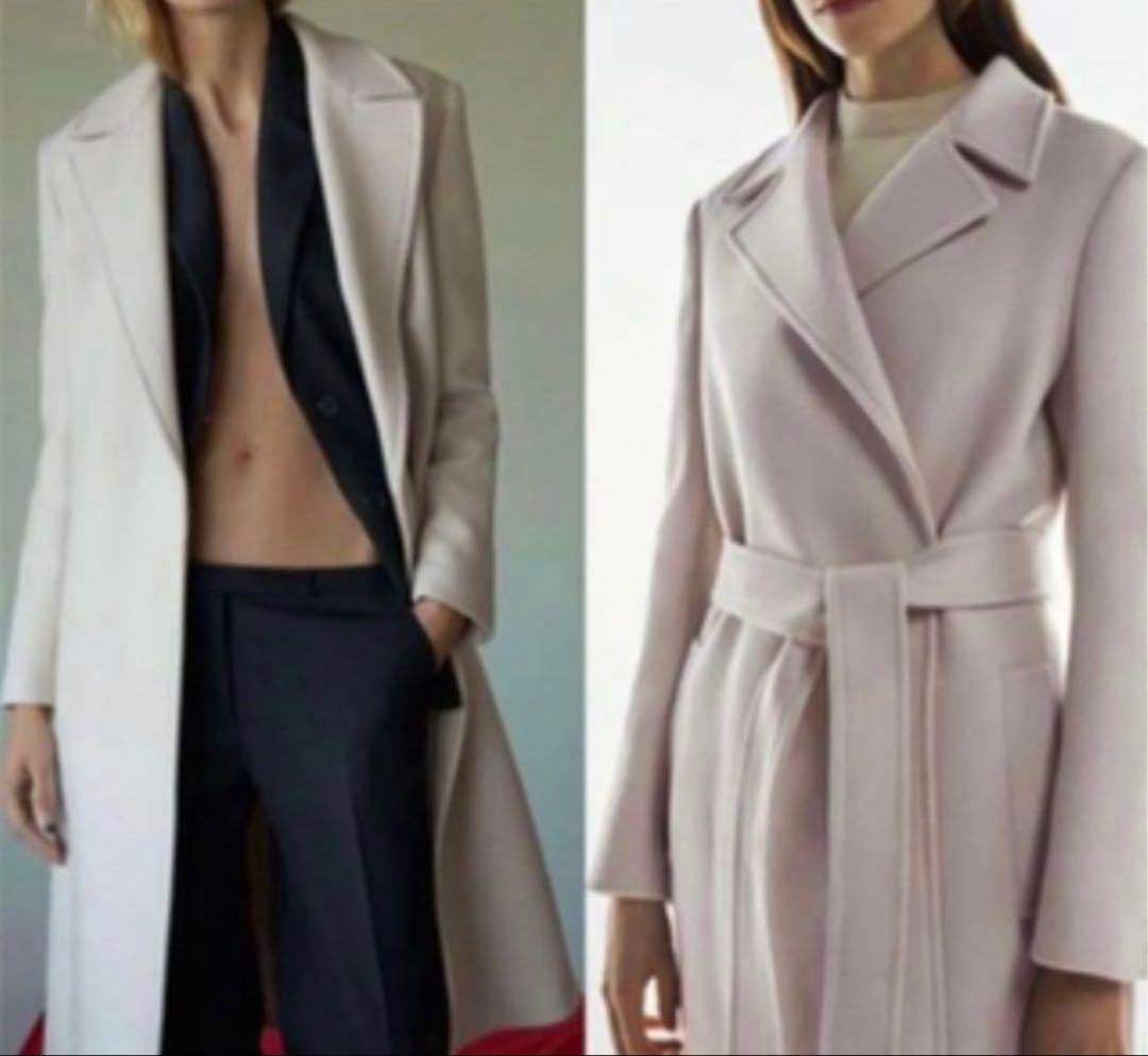 ZARA MANTECO ベルト付きロングコート アイボリー XS 美品