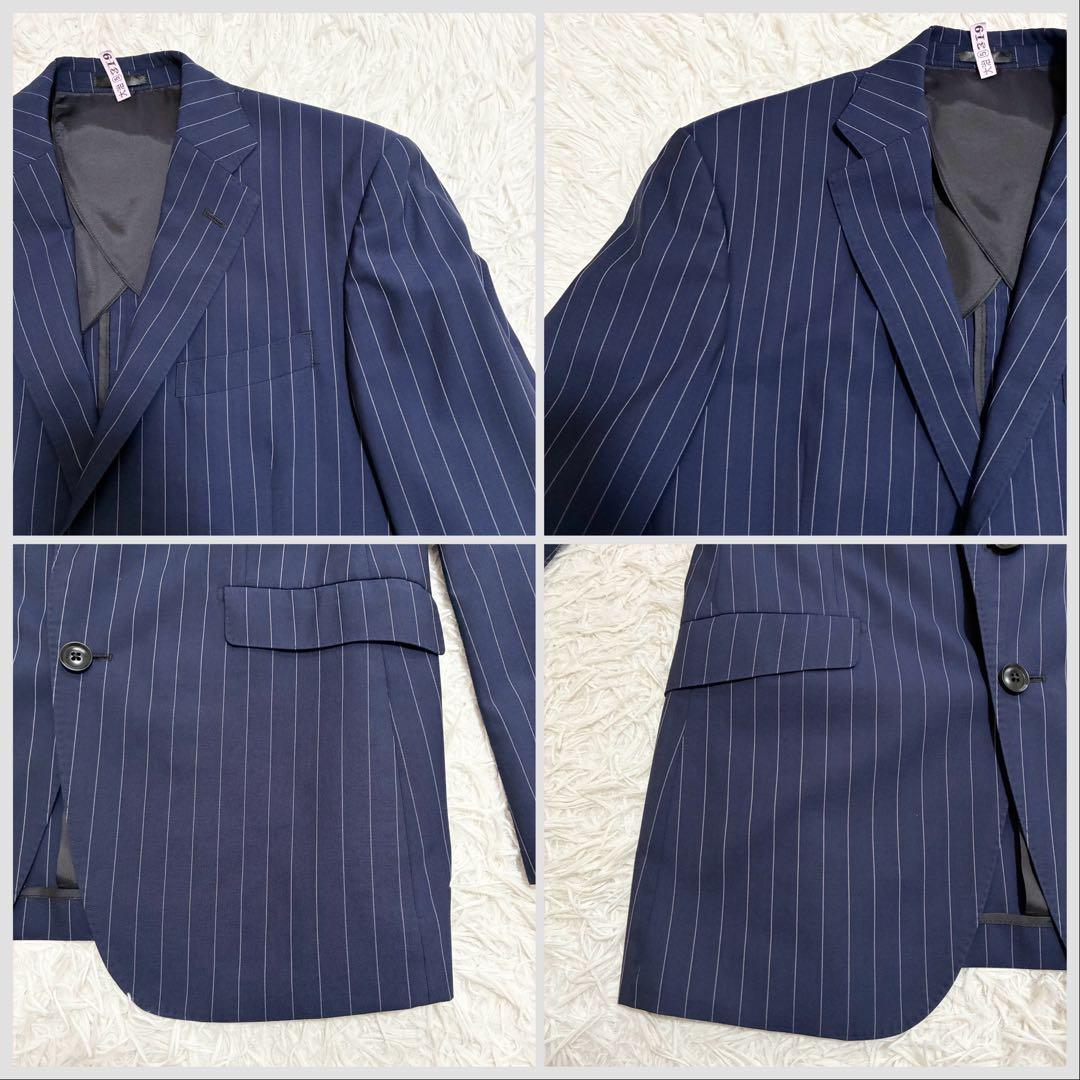 高級生地【カノニコxスーツセレクト】セットアップ ストライプ ウール A7