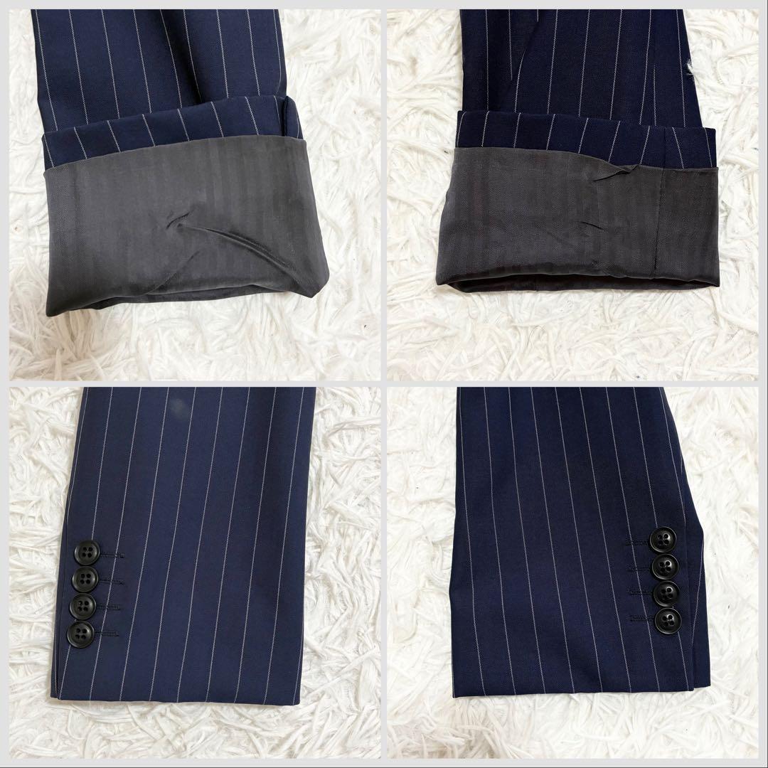 高級生地【カノニコxスーツセレクト】セットアップ ストライプ ウール A7