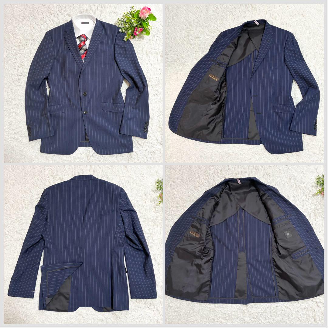 高級生地【カノニコxスーツセレクト】セットアップ ストライプ ウール A7