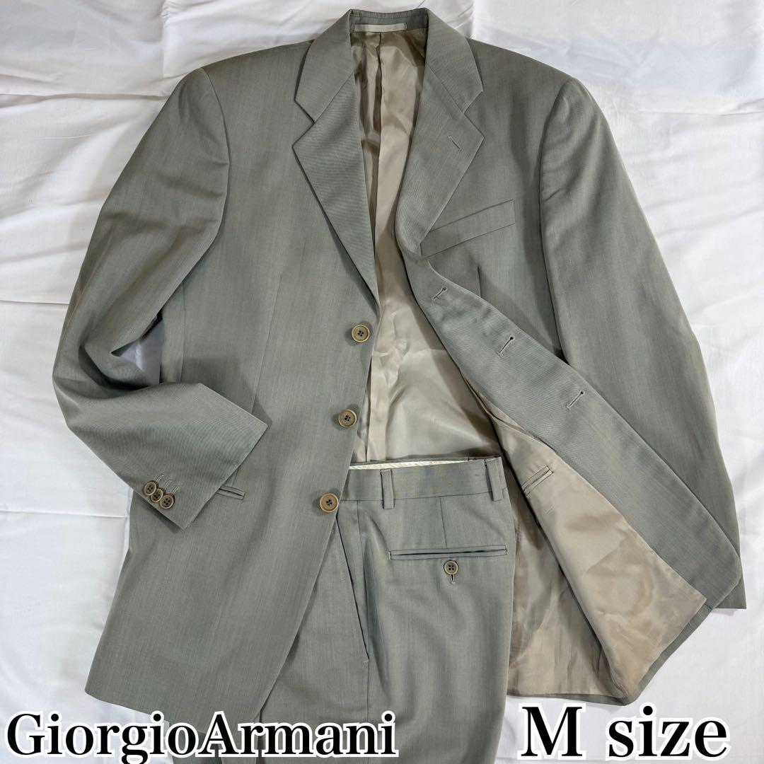 【美品】ジョルジオアルマーニ 3Bスーツセットアップ メンズ グレー 46