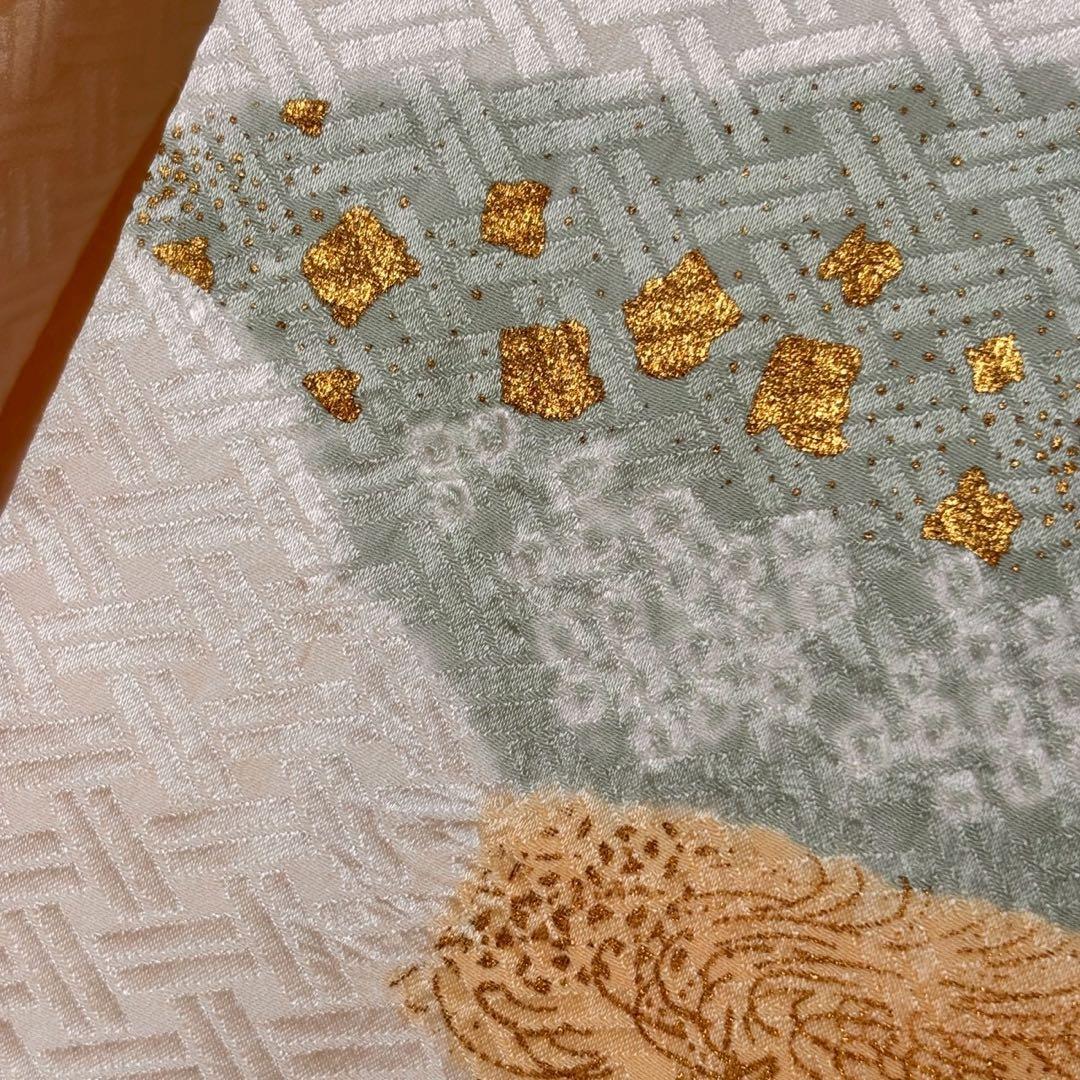 C- 1122▲正絹　付け下げ訪問着　襦袢付き　絞りと刺繍