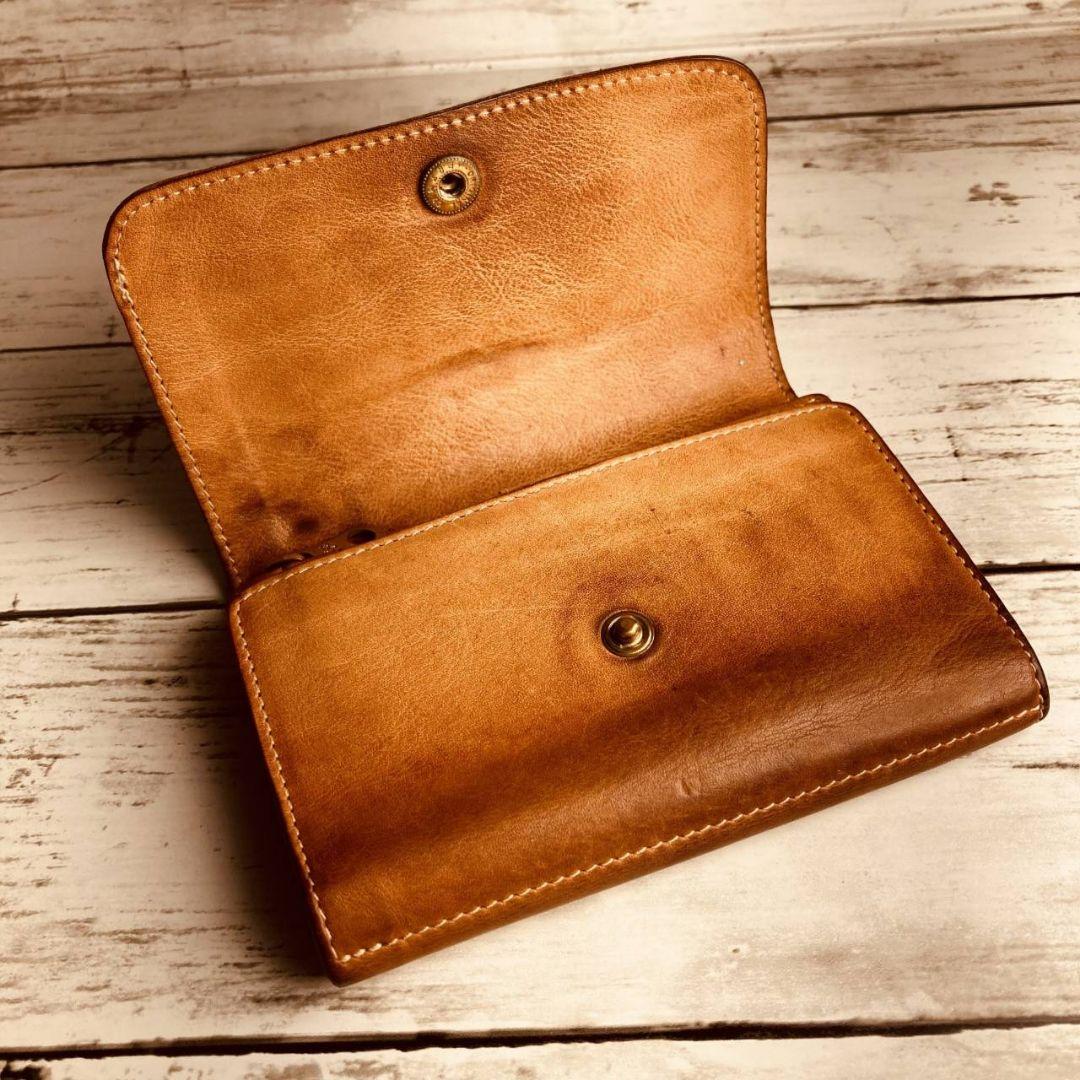 KOALAさま専用【ヴィンテージ感漂うヌメ革】3つ折り財布　本革　バイソン刻印