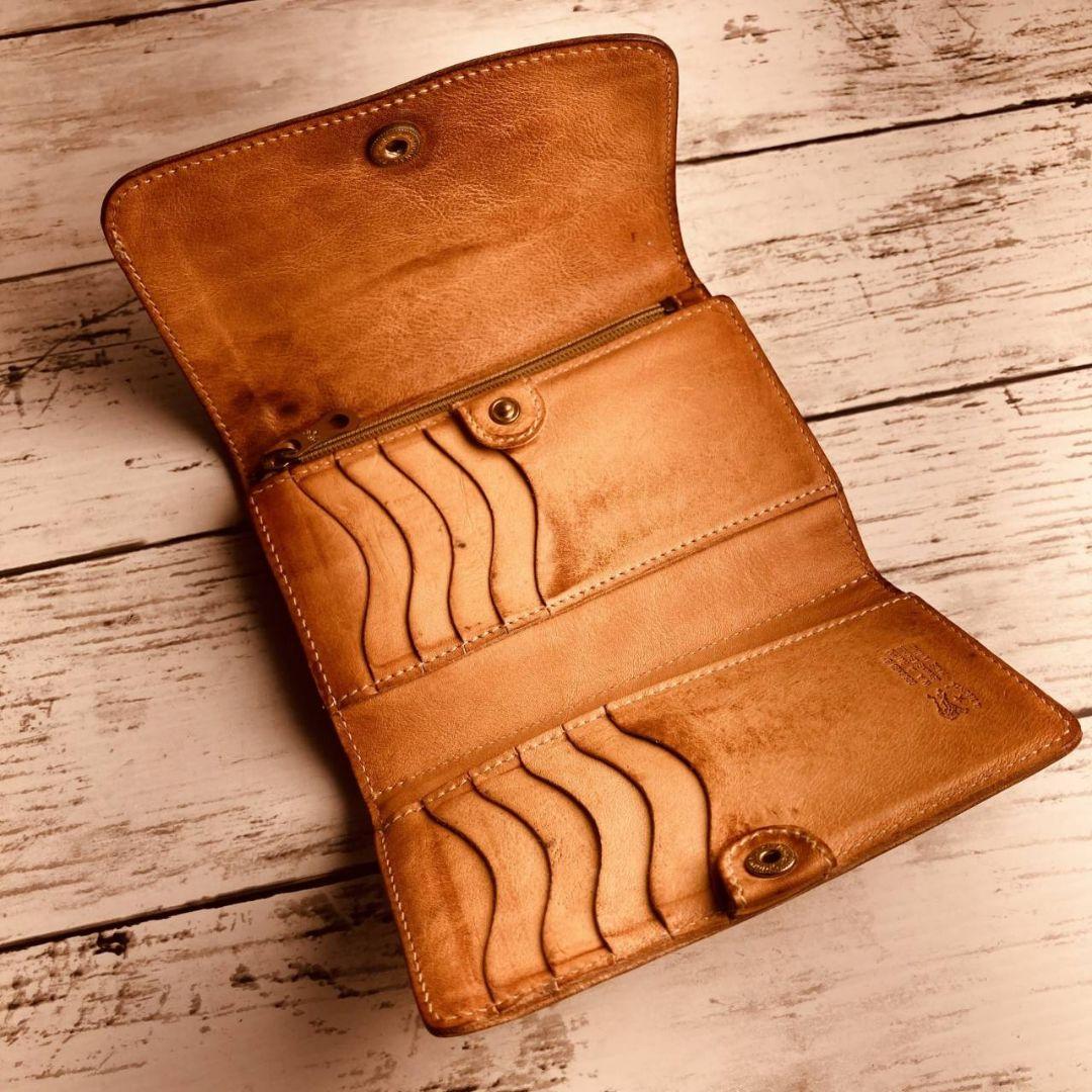 KOALAさま専用【ヴィンテージ感漂うヌメ革】3つ折り財布　本革　バイソン刻印