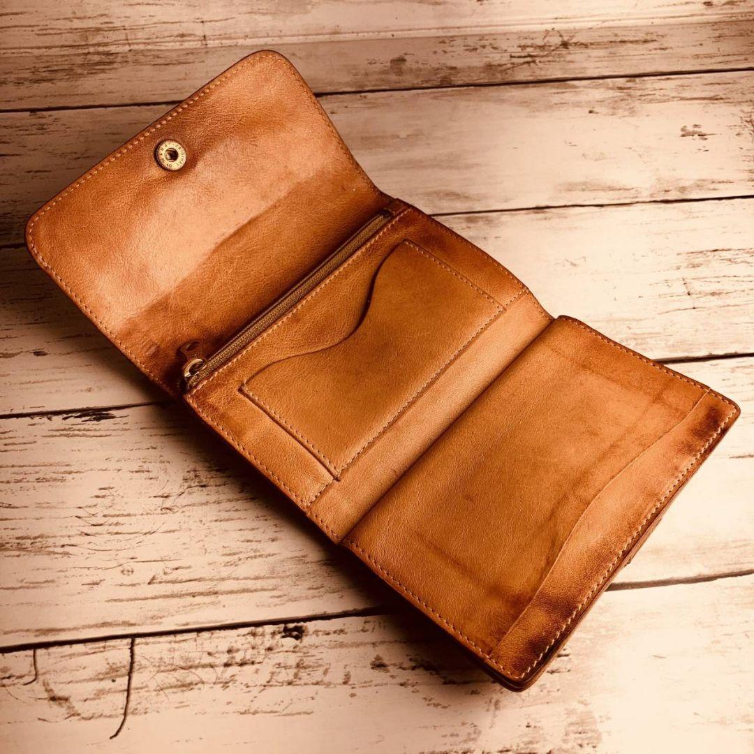 KOALAさま専用【ヴィンテージ感漂うヌメ革】3つ折り財布　本革　バイソン刻印