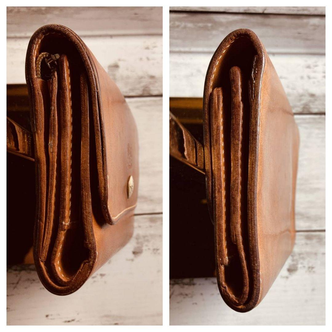 KOALAさま専用【ヴィンテージ感漂うヌメ革】3つ折り財布　本革　バイソン刻印