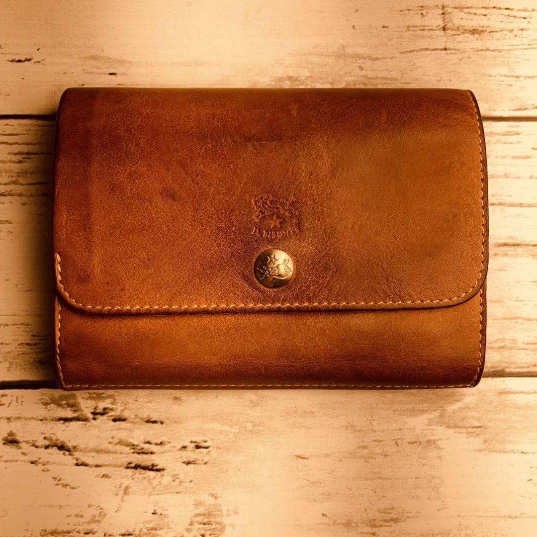 KOALAさま専用【ヴィンテージ感漂うヌメ革】3つ折り財布　本革　バイソン刻印