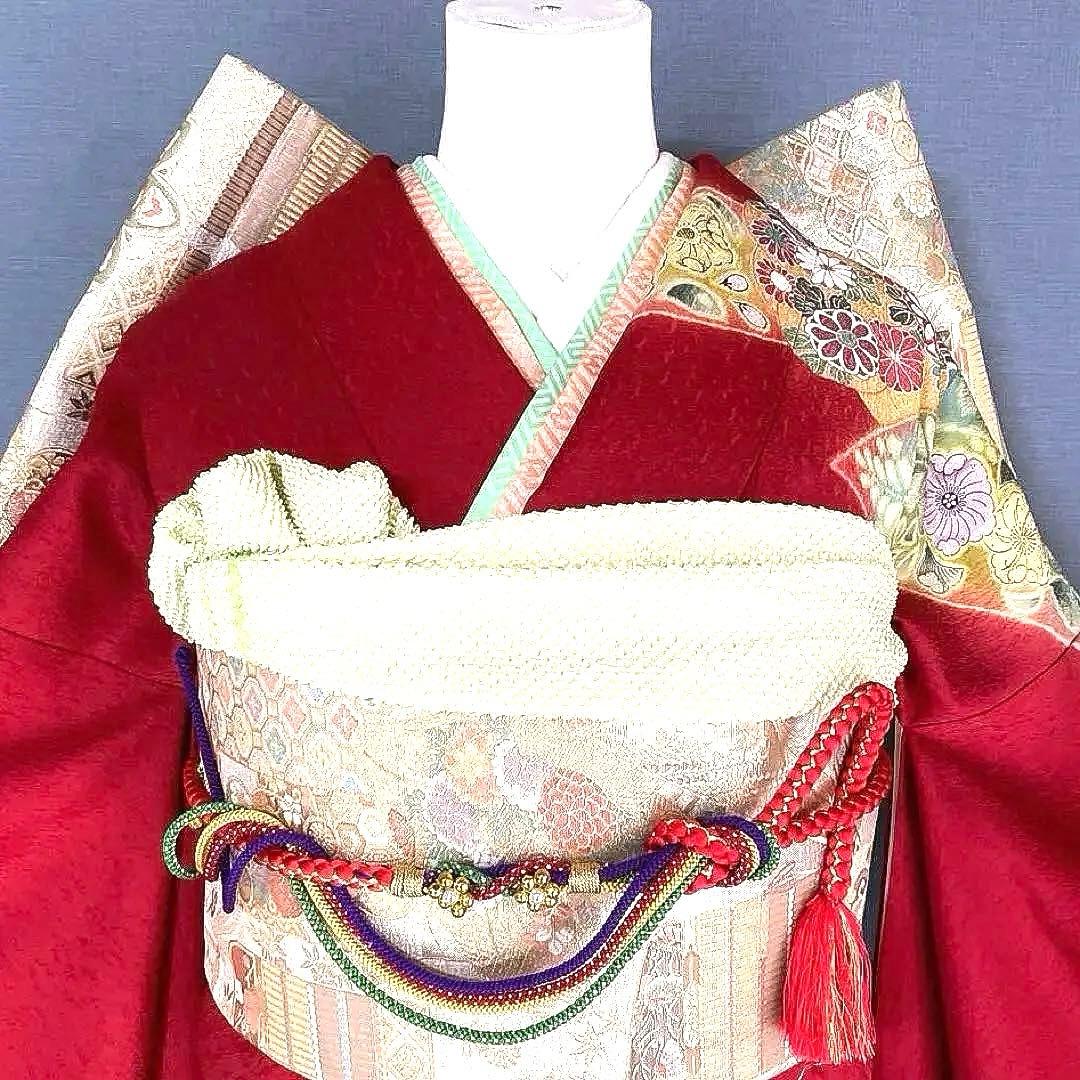 振袖フルセット　プラスサイズ　手描き友禅　辻ヶ花　成人式振袖　振袖　裄丈68