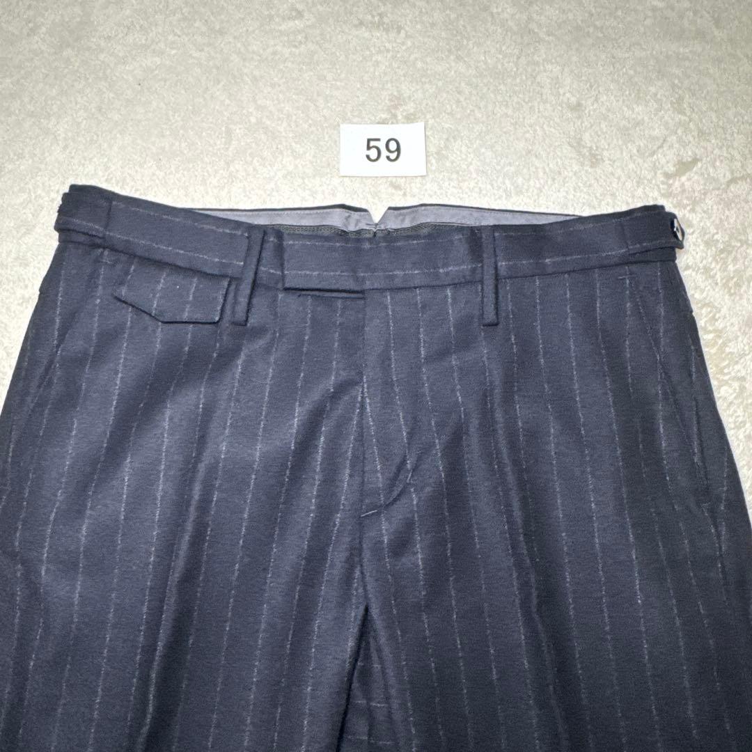 59 極美品　ナノユニバース　ダブル　スーツ　日本製　ストライプ　46 M