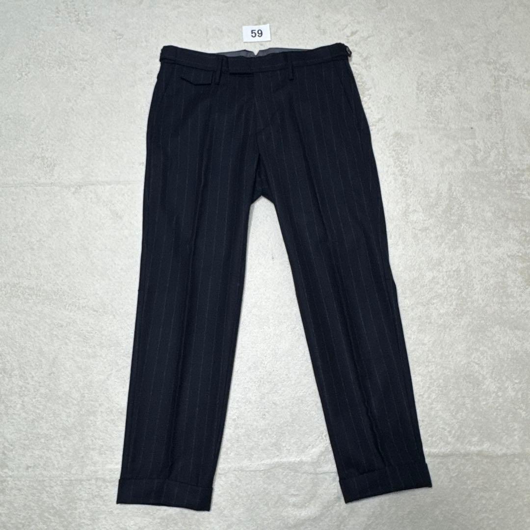59 極美品　ナノユニバース　ダブル　スーツ　日本製　ストライプ　46 M