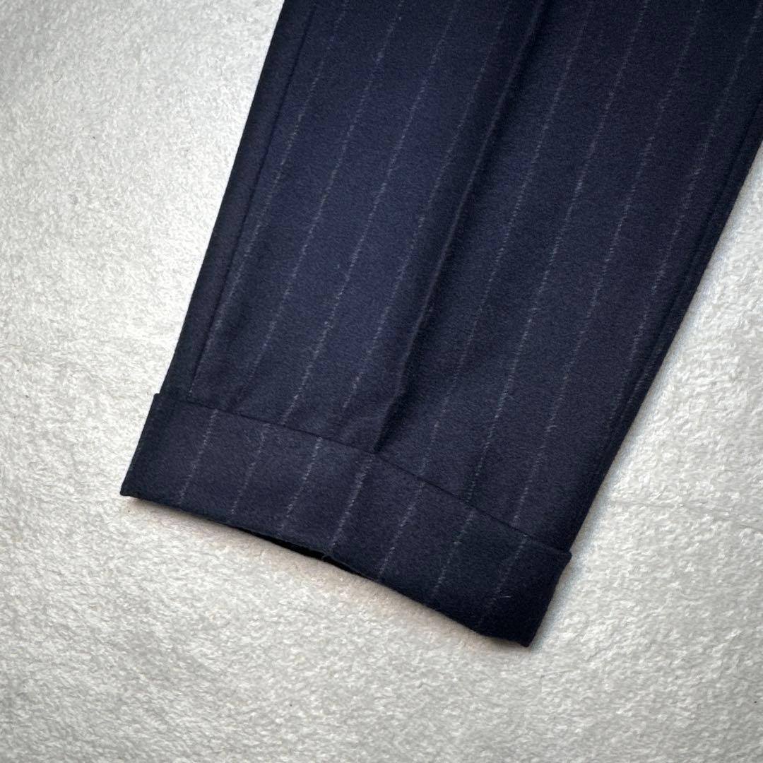 59 極美品　ナノユニバース　ダブル　スーツ　日本製　ストライプ　46 M