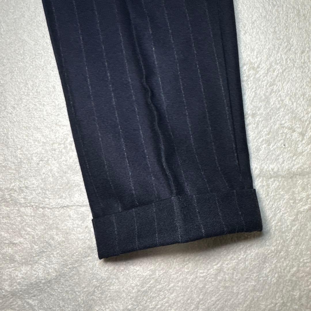 59 極美品　ナノユニバース　ダブル　スーツ　日本製　ストライプ　46 M