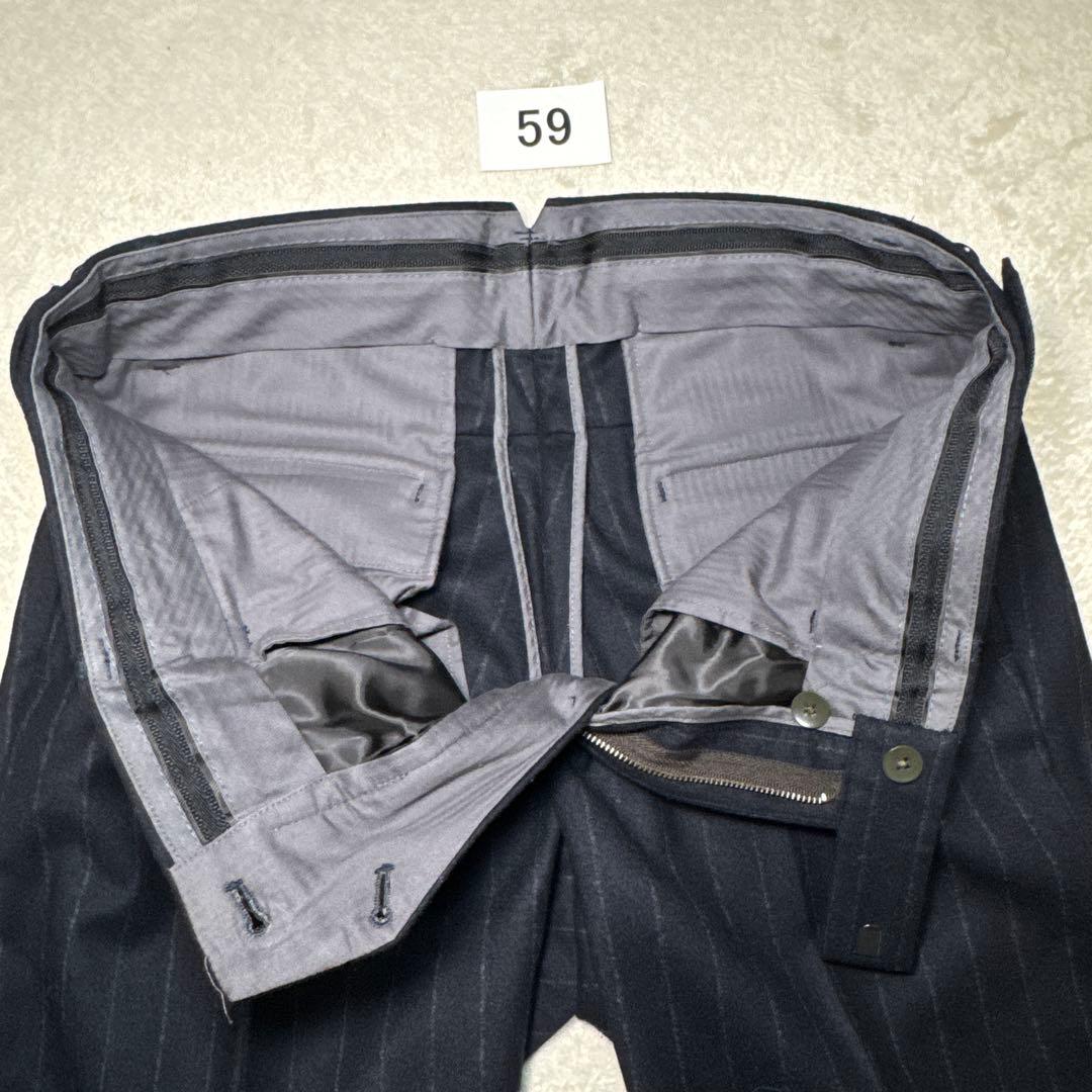 59 極美品　ナノユニバース　ダブル　スーツ　日本製　ストライプ　46 M