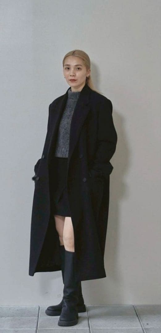 Wool 100% Chester Coat 36 ブラック　todayful