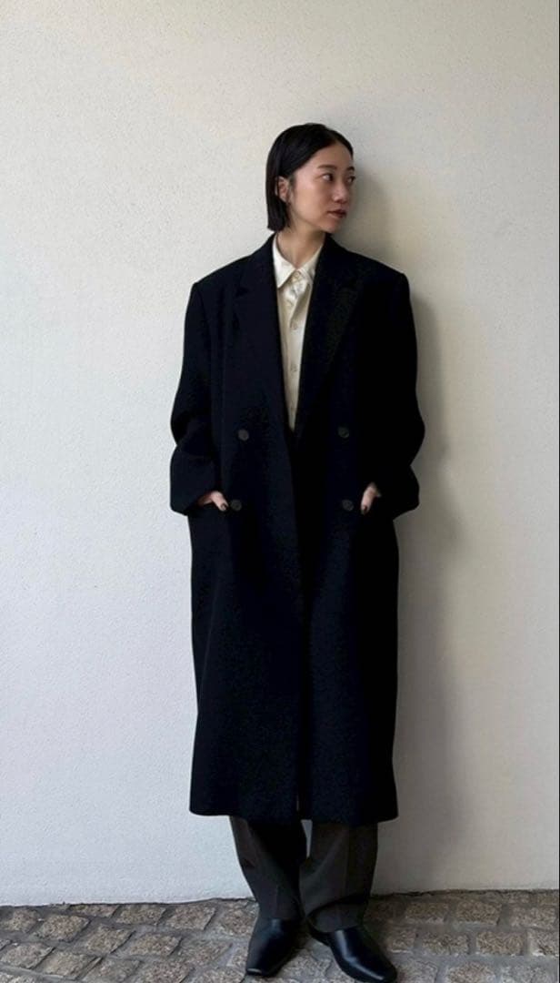 Wool 100% Chester Coat 36 ブラック　todayful