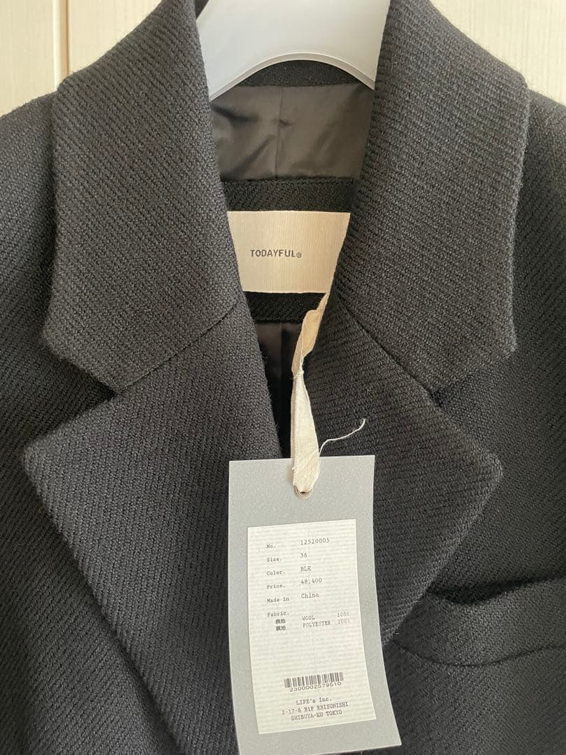 Wool 100% Chester Coat 36 ブラック　todayful