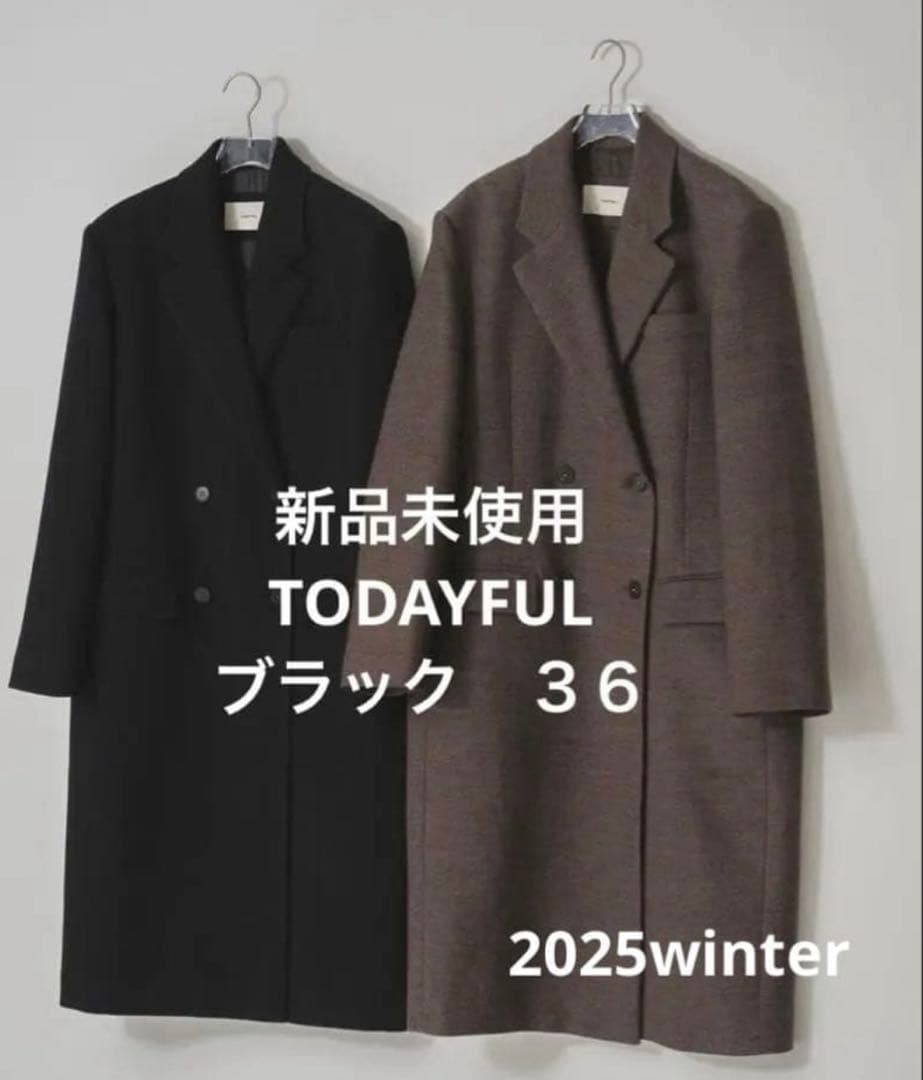 Wool 100% Chester Coat 36 ブラック　todayful