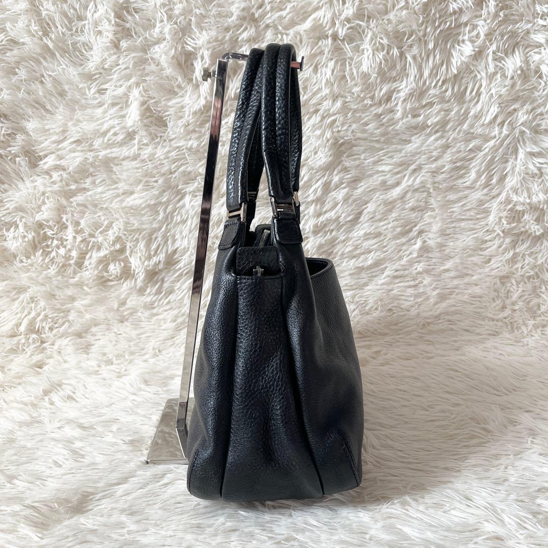 未使用級✨HIROFU ヒロフ　トートバッグ　ハンドバッグ　シボ革　ブラック