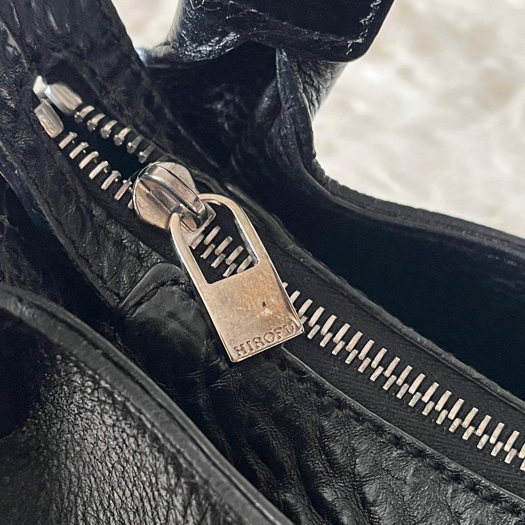 未使用級✨HIROFU ヒロフ　トートバッグ　ハンドバッグ　シボ革　ブラック