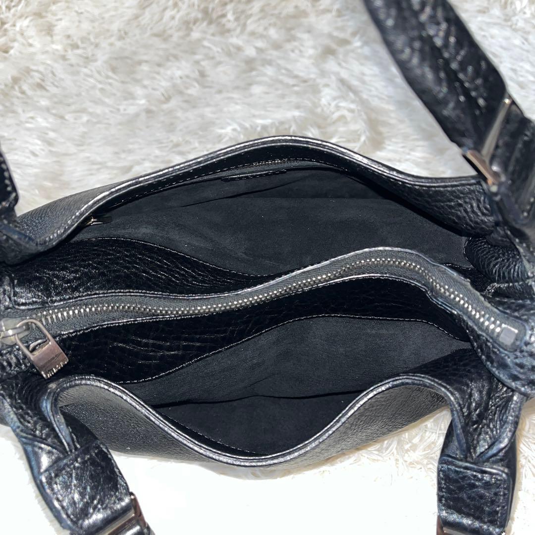 未使用級✨HIROFU ヒロフ　トートバッグ　ハンドバッグ　シボ革　ブラック