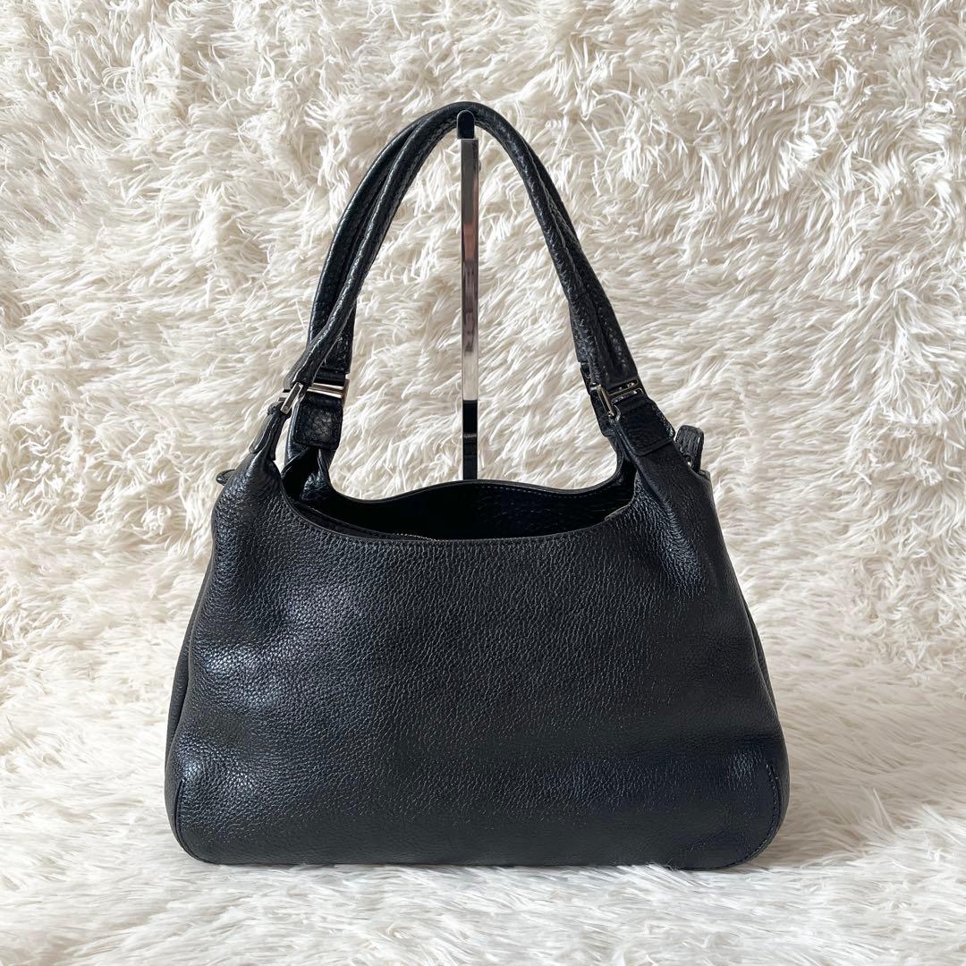 未使用級✨HIROFU ヒロフ　トートバッグ　ハンドバッグ　シボ革　ブラック